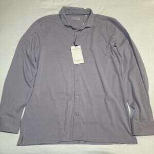 Ike Behar Mens Cool Knit Pique Shirt Size XL Lavender Button Up Long Sleeve NWT